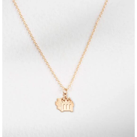 Dumpster Fire Necklace – 14K Gold Filled on Stainless Steel – 16" Dainty Chain - Picture 6 of 8